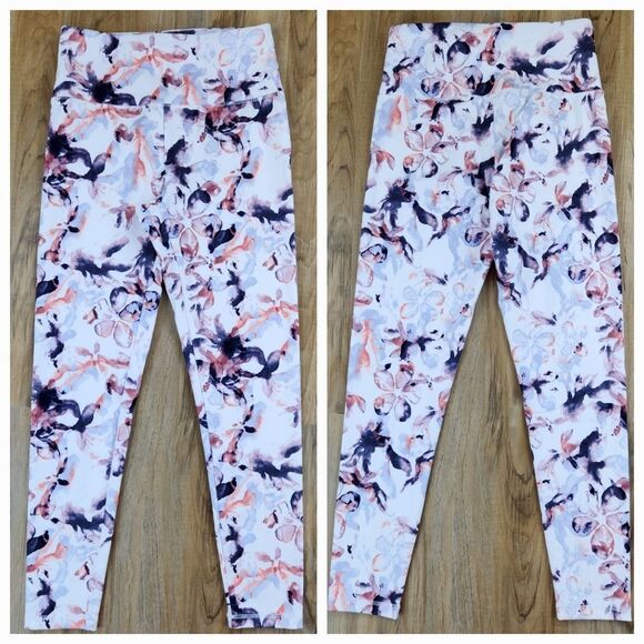 ☔️🔹️Balance Collection Watercolor Floral Print Athletic Leggings Medium - Picture 4 of 11